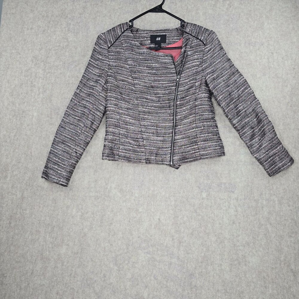 H&M Women’s Textured Metallic Crop Jacket Size 6 Multi-Color